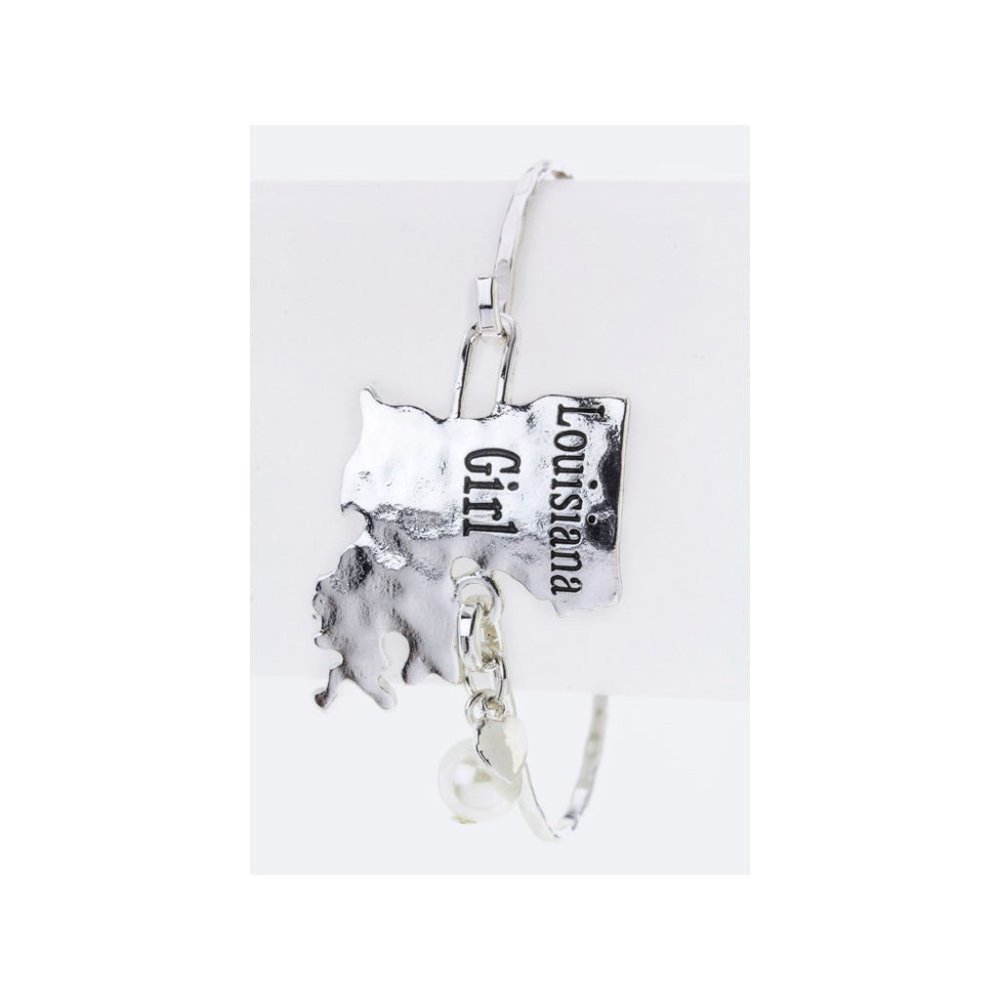 New Stylish Fashion Louisiana Girl State Map Hook Bracelet Jewelry - Silver